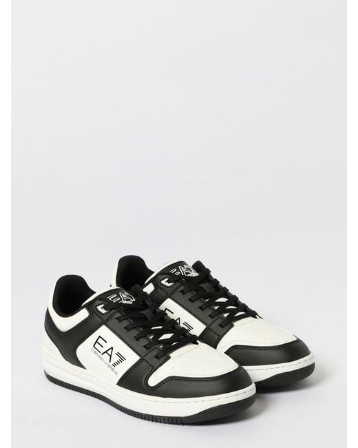 EA7 White Logo Printed Low-Top Sneakers for men