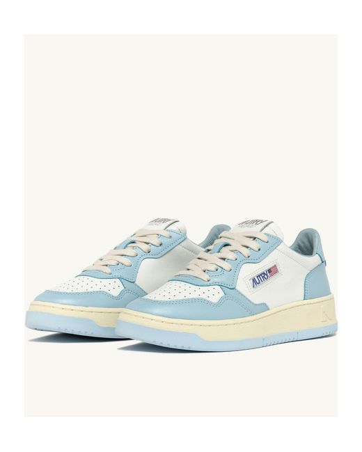 Autry Blue Medalist Bicolor Low-Top Sneakers