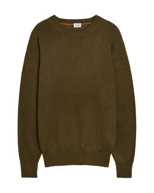 Tod's Green Crew-Neck Cotton-Knit Jumper for men