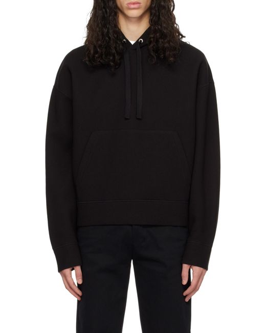AMI Black Drop-Shoulder Drawstring Hoodie for men