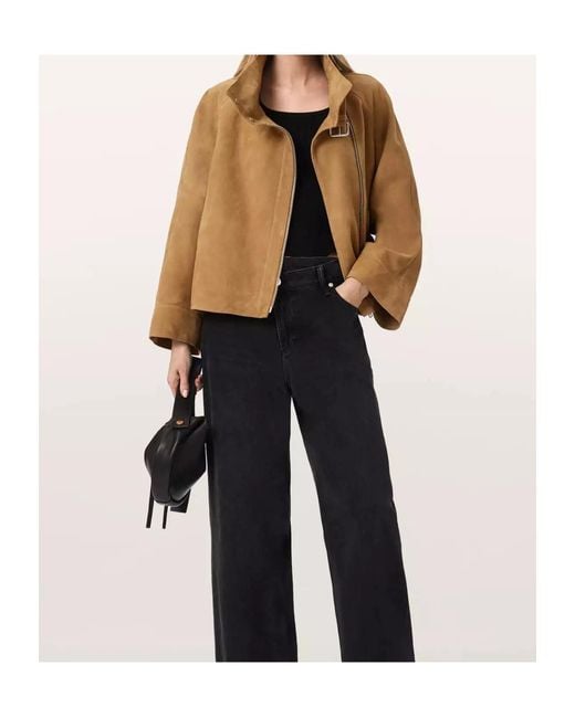 AllSaints Brown Rhodes Leather Jacket
