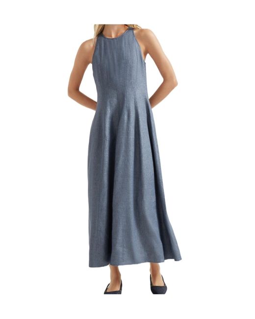 Brunello Cucinelli Blue Crepe Maxi Dress