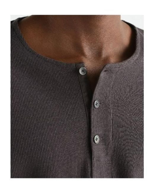 Lemaire Black Long-Sleeve Henley T-Shirt for men
