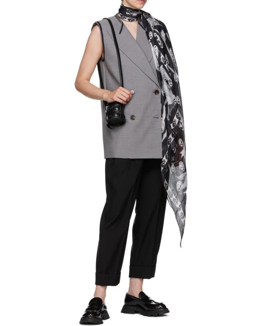 Alexander McQueen Gray Contrasting-Trim Detail Vest