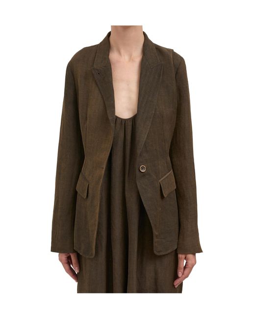 Uma Wang Brown Single-Breasted Suit Jacket