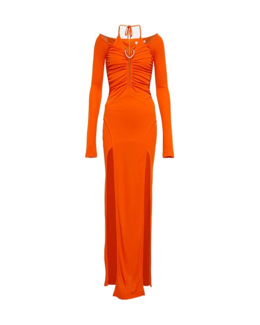 Dion Lee Orange Pleated Ruffle Dress