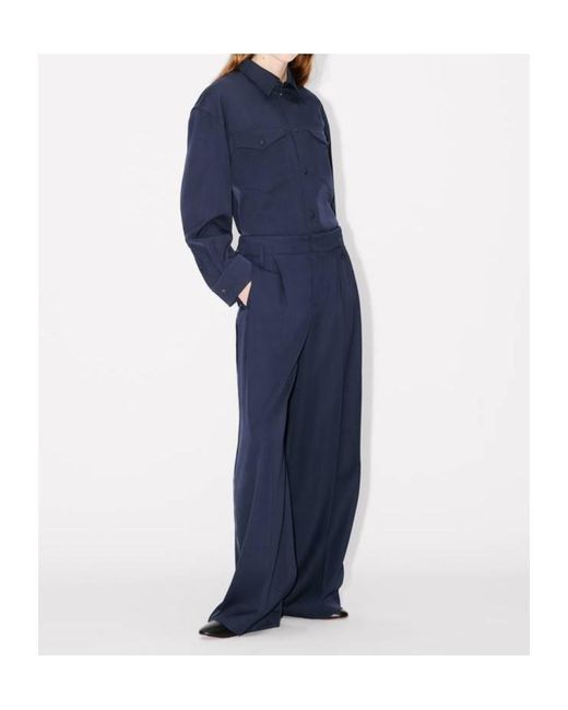 KENZO Blue Curved Hem Overshirt