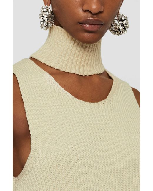 Jil Sander Natural Cut-Out Detailed High-Neck Knitted Vest