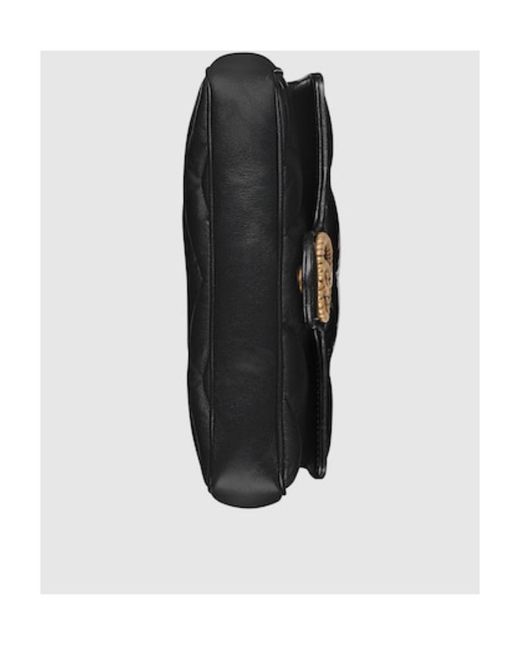 Gucci Black Gg Marmont Logo Plaque Mini Shoulder Bag