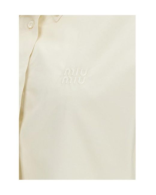 Miu Miu White Button-Up Cropped Shirt