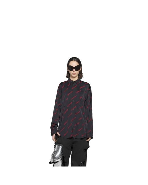 Balenciaga Blue Logo Jacquard Large Fit Shirt