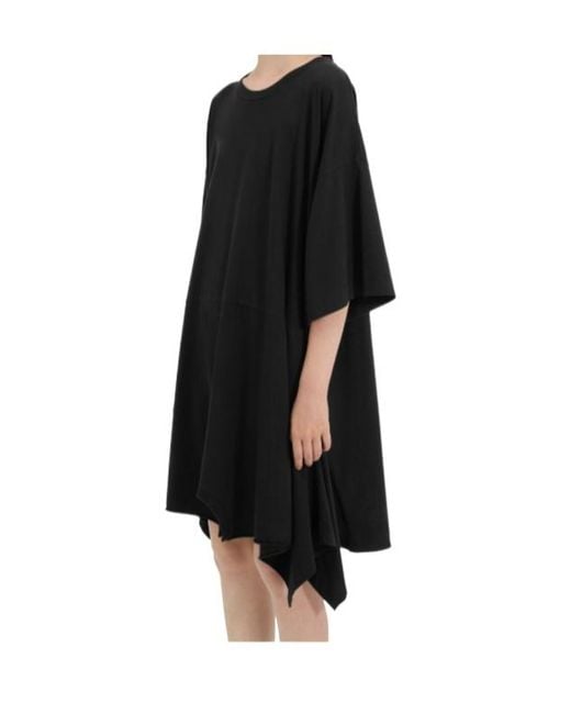 MM6 by Maison Margiela Black Asymmetric Crewneck Dress