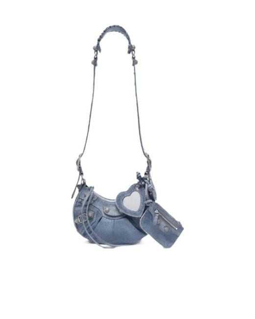 Balenciaga Blue Le Cagole Denim Xs Shoulder Bag