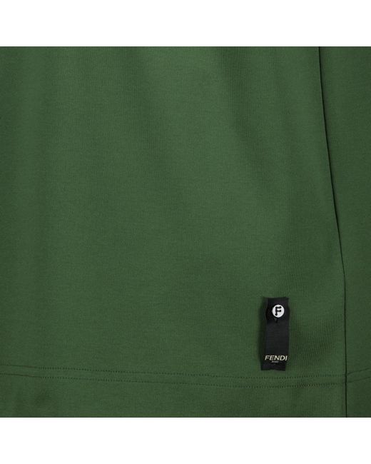 Fendi Green Logo Printed Crewneck T-Shirt for men
