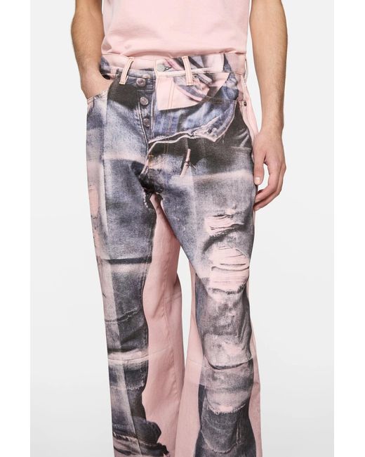 Acne Pink Trompe-L'Œil Jeans for men