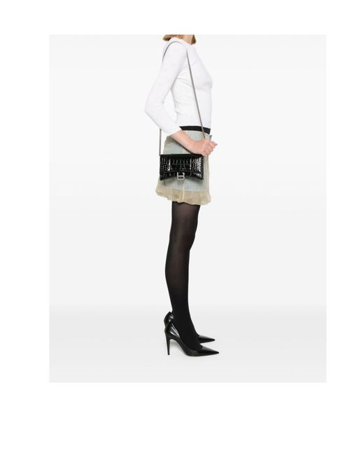 Balenciaga Black Hourglass Embossed Chain Wallet
