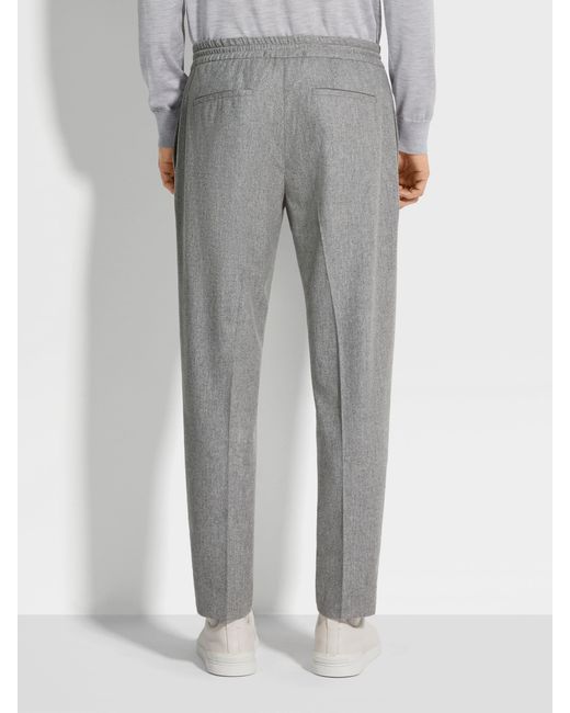 Zegna Gray Drawstring Elastic Waist Pants for men
