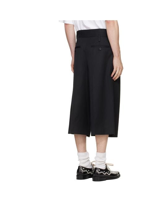 Simone Rocha Black Wool Blend Wide-Leg Shorts for men