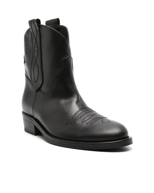 Via Roma 15 Black Leather Ankle Boots