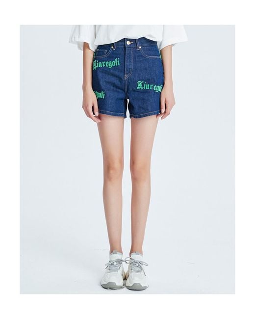 LIU REGALI Blue High Waist Denim Shorts