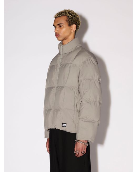 Ambush Gray Logo Patch Puffer Jacket for men