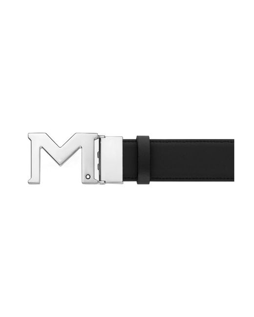 Montblanc White M Logo Detailed Buckle Belt for men