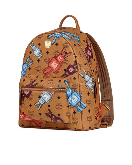 MCM Orange Stark Vi Printed Backpack for men