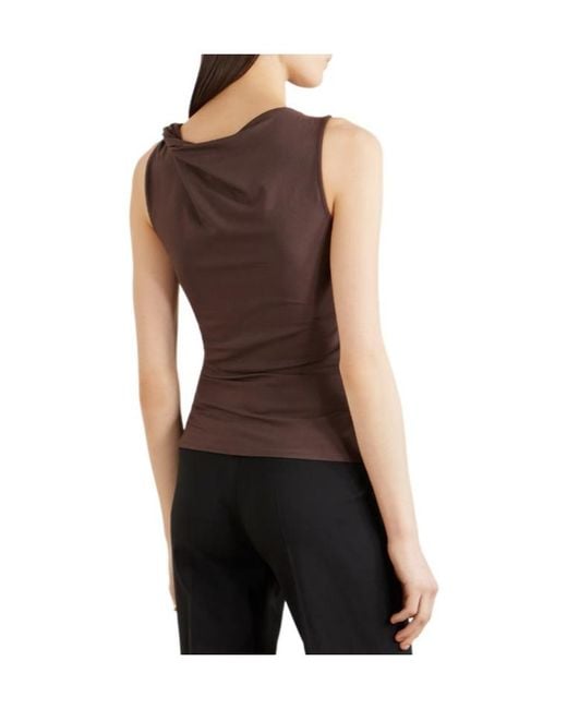 Veronica Beard Brown Twisted Lyocell-Blend Jersey Top