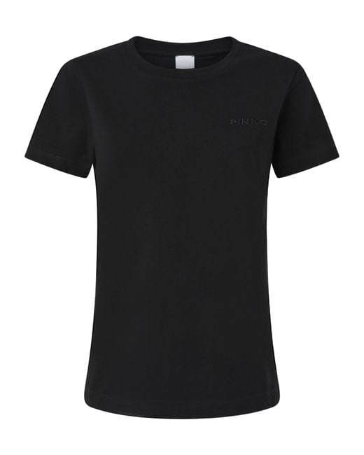 Pinko Black Logo Embroidered Crewneck T-Shirt