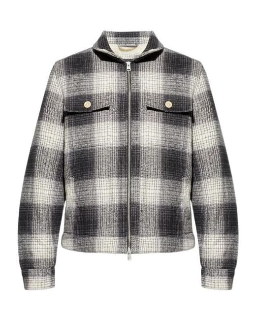 AllSaints Gray Plaid Jacket for men
