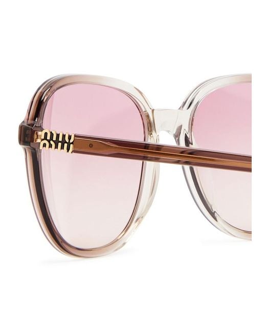 Miu Miu Pink Oversized Square-Frame Sunglasses