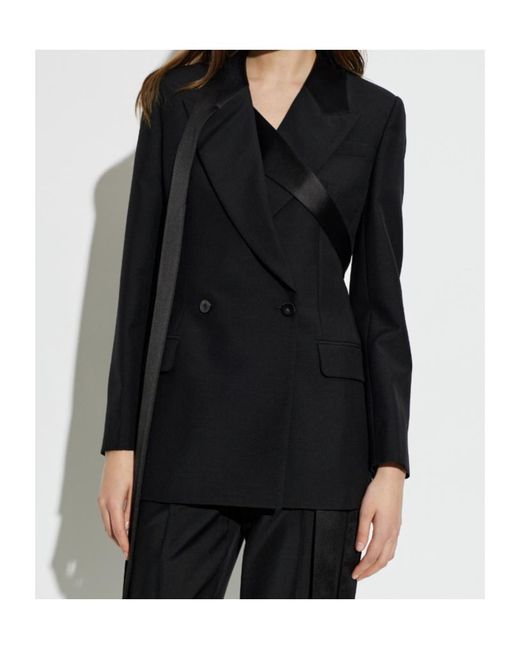 McQueen Black Double-Breasted Strap Detailed Blazer
