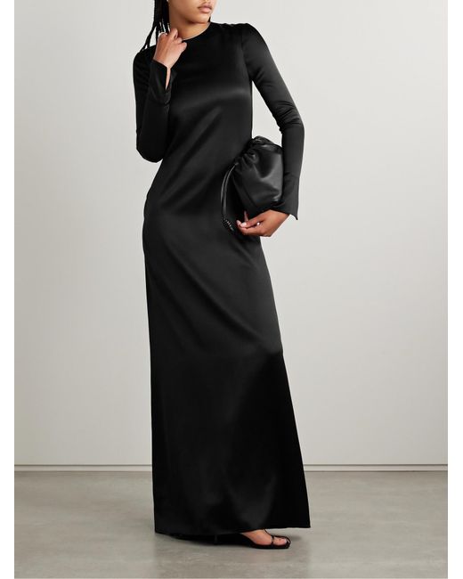 Adam Lippes Black Minimalist Satin Evening Dress
