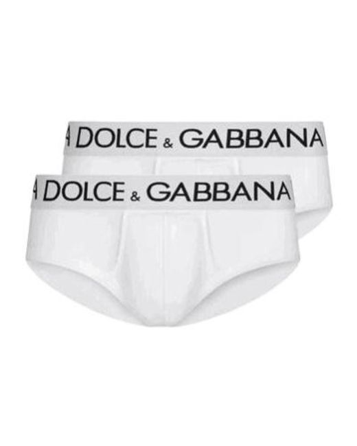 Dolce & Gabbana White Logo Two-Piece Briefs Set for men