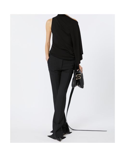 Sportmax Black Asymmetric Ruffled Top