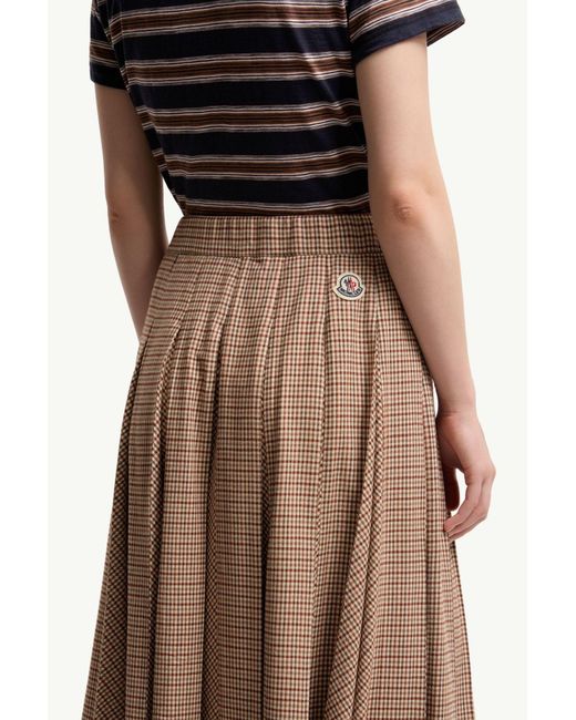 Moncler Brown Microcheck Pleated Midi Skirt