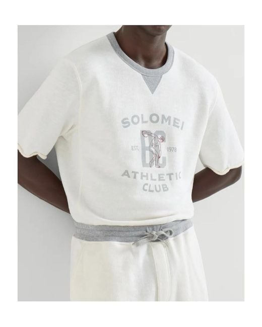 Brunello Cucinelli White Short Sleeved Crewneck T-Shirt for men