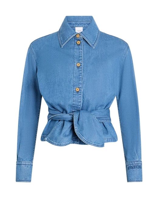 Patou Blue Long-Sleeved Knotted Shirt