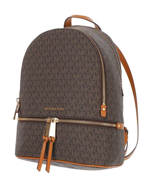 Michael Kors Brown Michael Rhea Monogrammed Medium Logo Backpack
