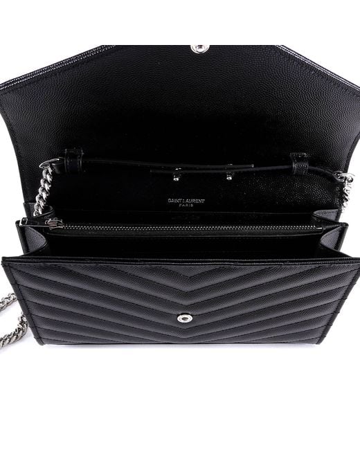Saint Laurent Black Classic Cassandre Chain Wallet