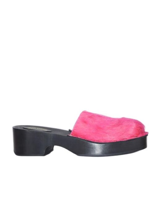 Acne Pink Brushed-Effect Leather Mules