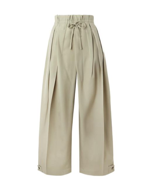 Jil Sander White Pleated Wool-Twill Wide-Leg Pants