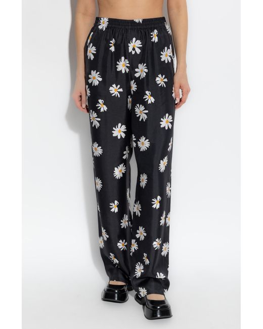 Moschino Black Daisy Printed Twill Trousers
