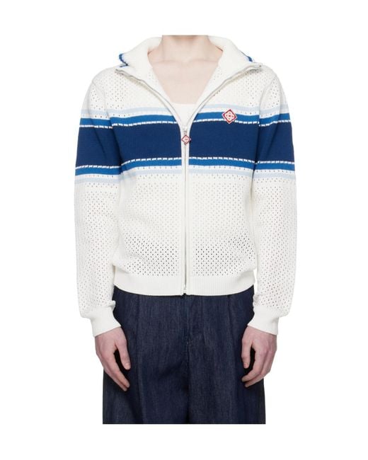 Casablanca Blue Mesh Stripe Knitted Jacket for men