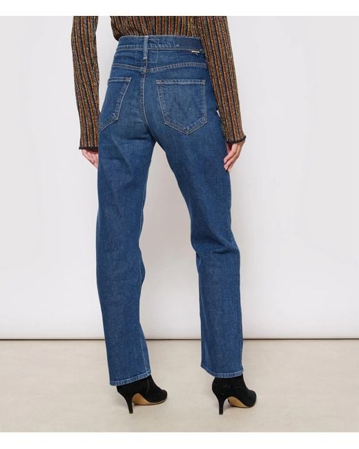 Mother Blue High-Rise Wide-Leg Jeans