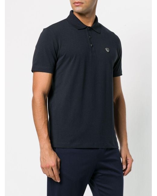 EA7 Black Logo Polo Shirt for men