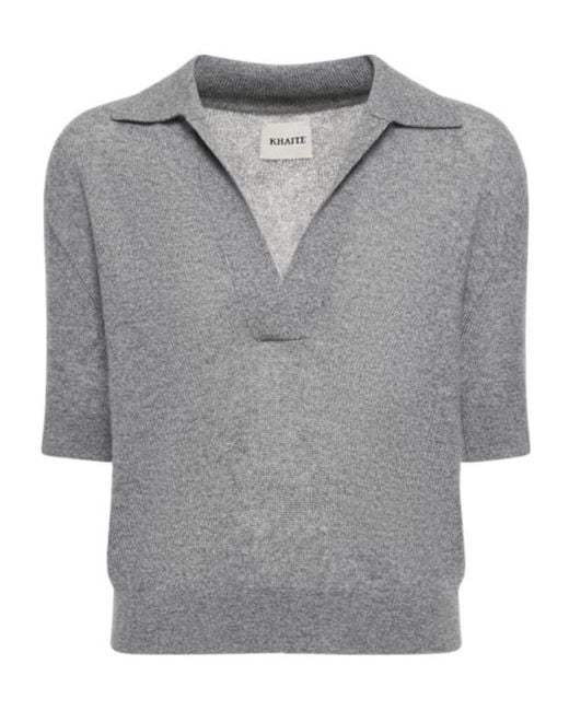 Khaite Gray Shrunken Jo Cashmere Blend Sweater