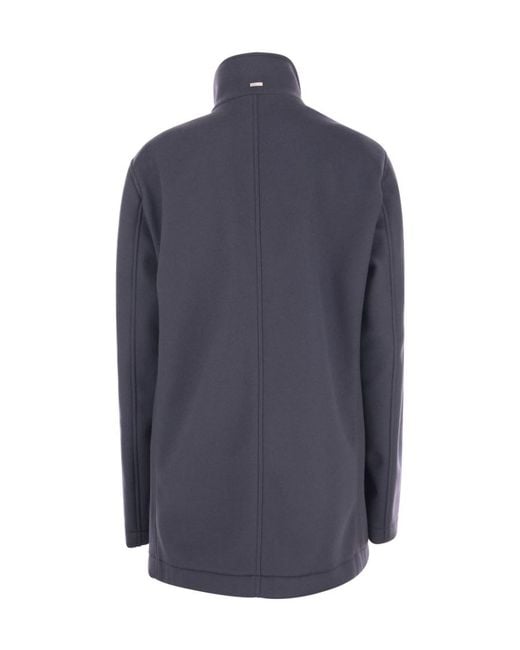 Herno Blue Wool And Cashmere Double-Breasted Coat for men