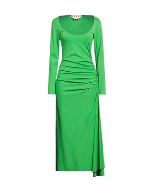 Marni Green Solid Color Long-Sleeve Dress