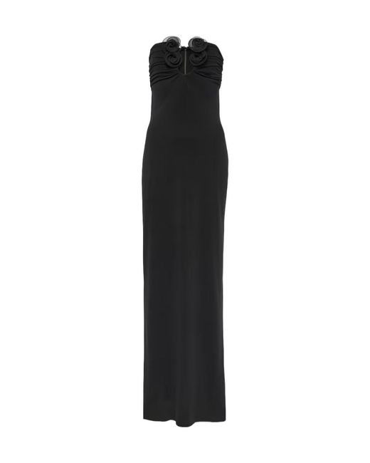 Magda Butrym Black Floral-Appliqué Gown
